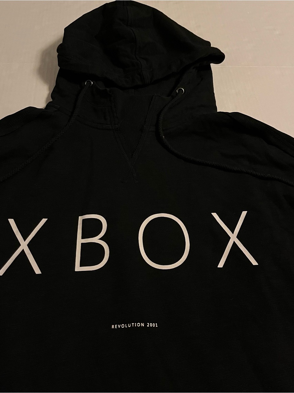 VTG 2001 Xbox Revolution Hoodie Sweatshirt LARGE Gamer Microsoft Nerd Geek Black